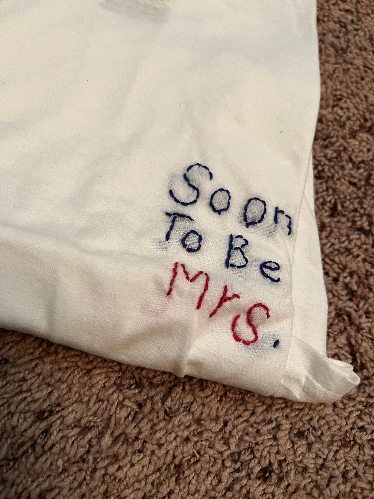 Soon to be Mrs. Hand Embroidered T-Shirt